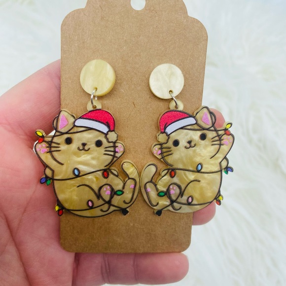 New kitty cat Christmas earrings - Picture 1 of 1